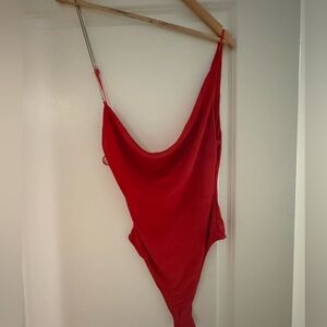 Elegant Red Women's Drape Top